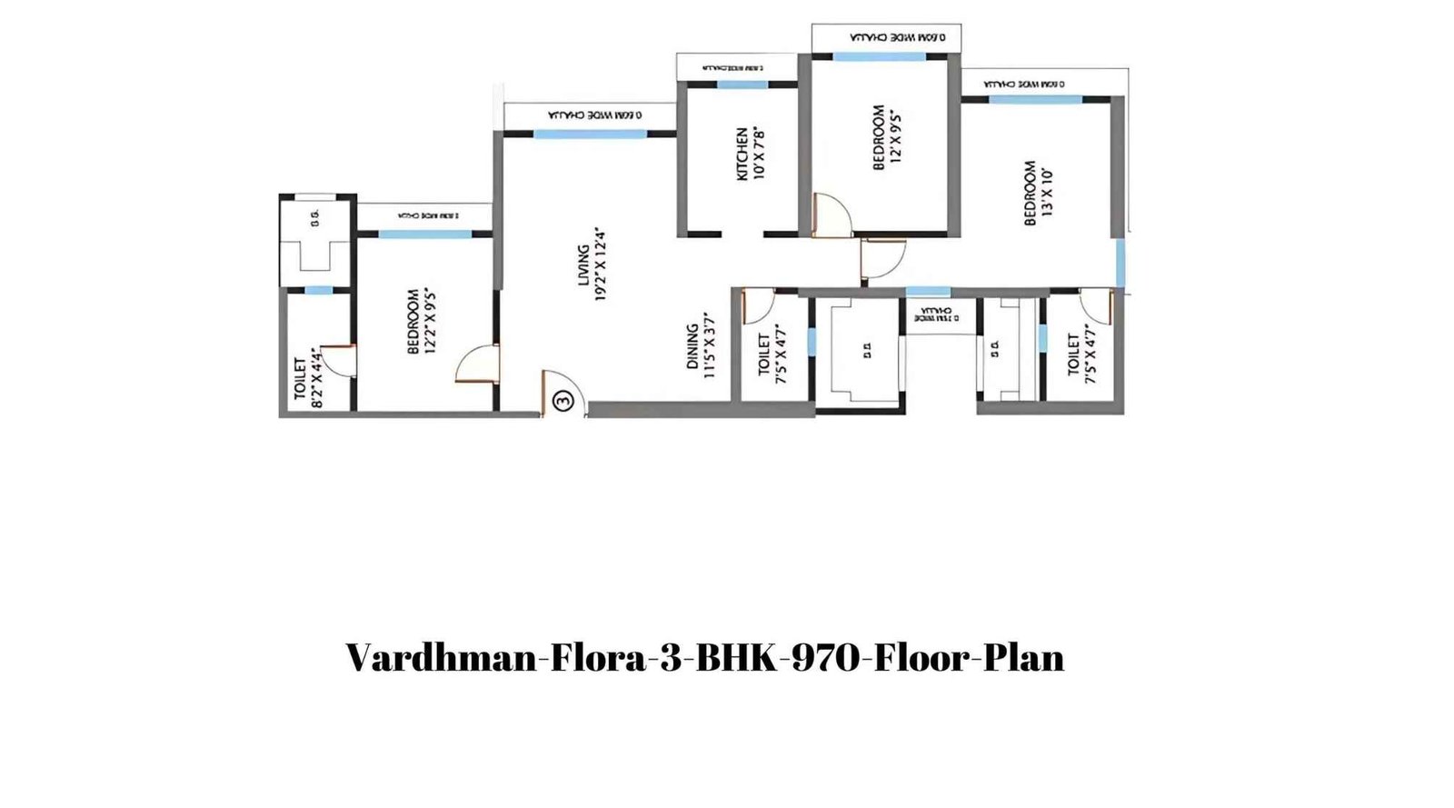Vardhman-Flora-3-BHK-970-Floor-Plan